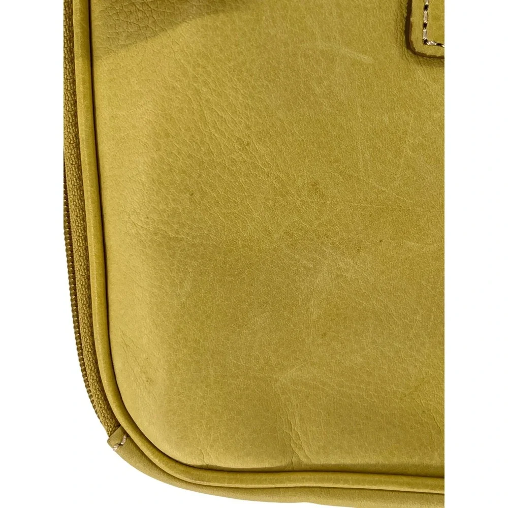 Fossil Leather Crossbody Bag Womens Yellow Adjustable Strap Travel Purse Y2K